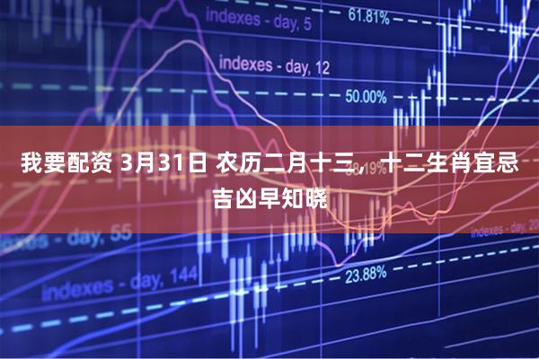 我要配资 3月31日 农历二月十三，十二生肖宜忌吉凶早知晓